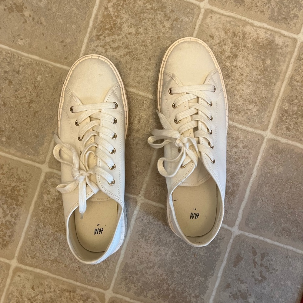 H&M Cream Lace-Up Sneakers
